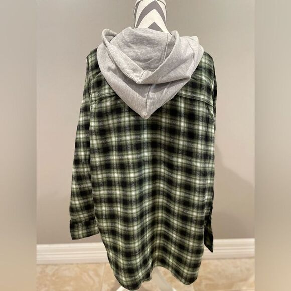 Time and Tru Womens Long Sleeve Shirt Green Hoodie Flannel Plus Size XXXL 22 NEW - Picture 3 of 7